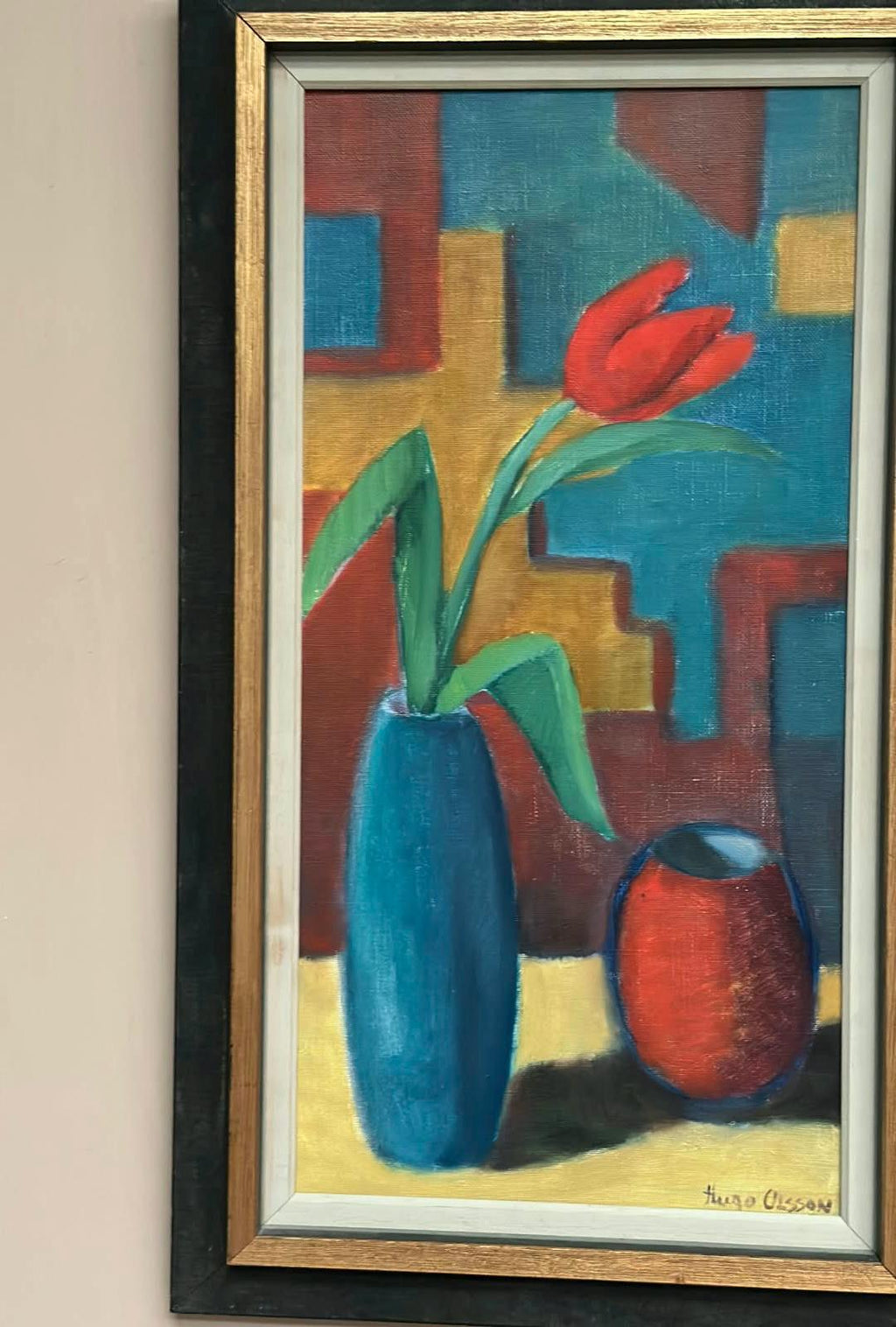 “Tulips in Blue Vase” by Hugo Olsson