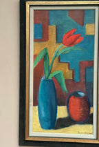 “Tulips in Blue Vase” by Hugo Olsson