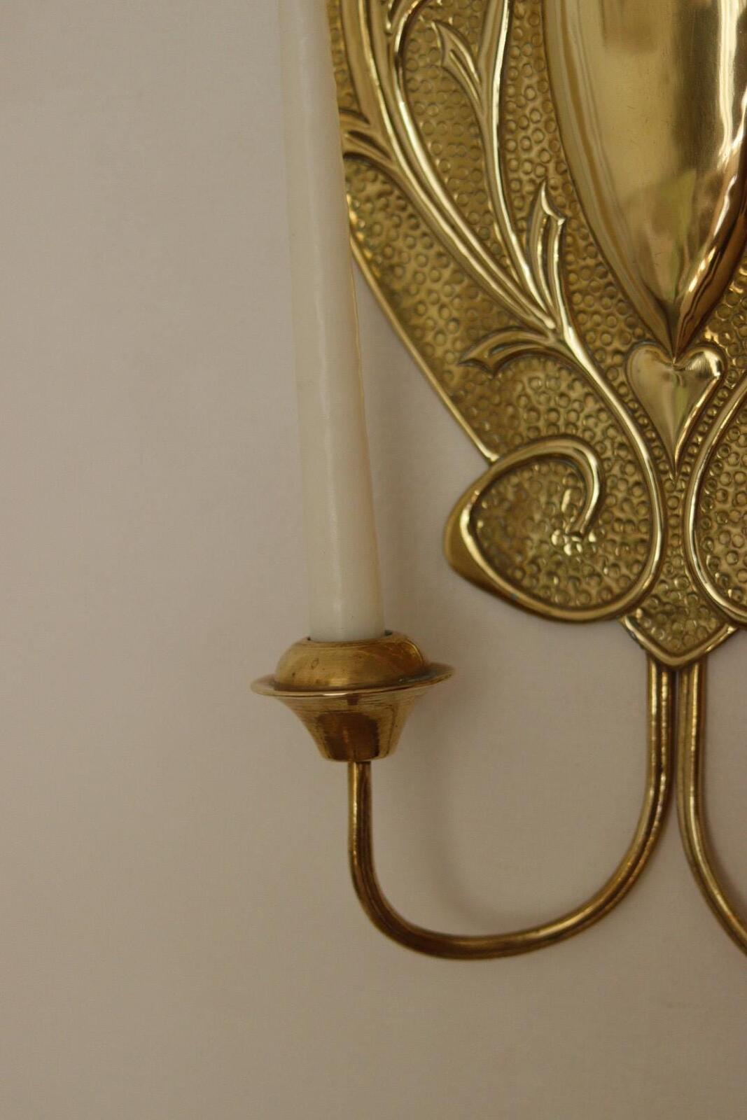 Pair Of Double Arm Art Nouveau Style Swedish Brass Sconces