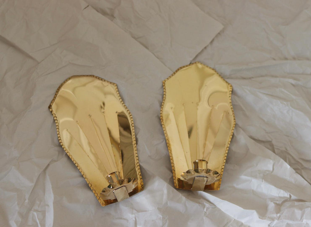 Pair Of Mid Century Swedish Brass Sconces