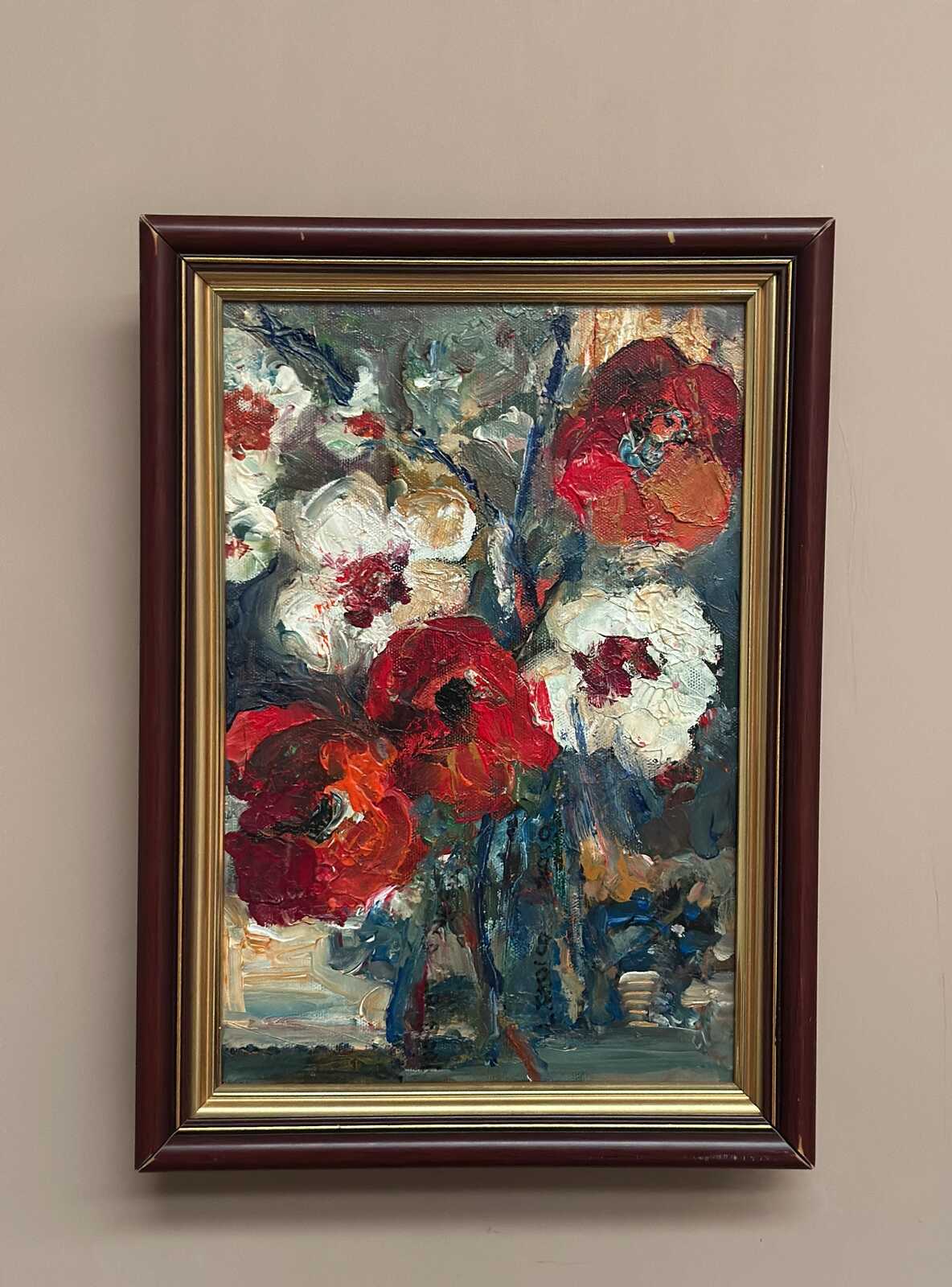 “Red Poppies and White Blossoms” by L. Stokes
