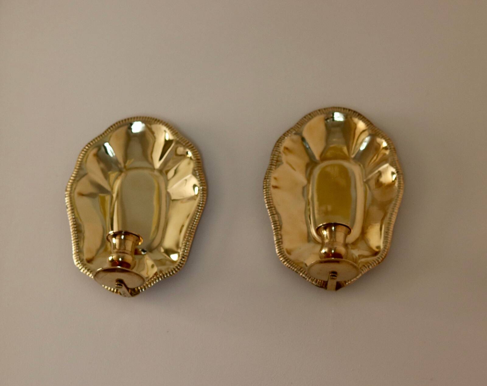 Pair Of Mid-Century Swedish Brass Sconces