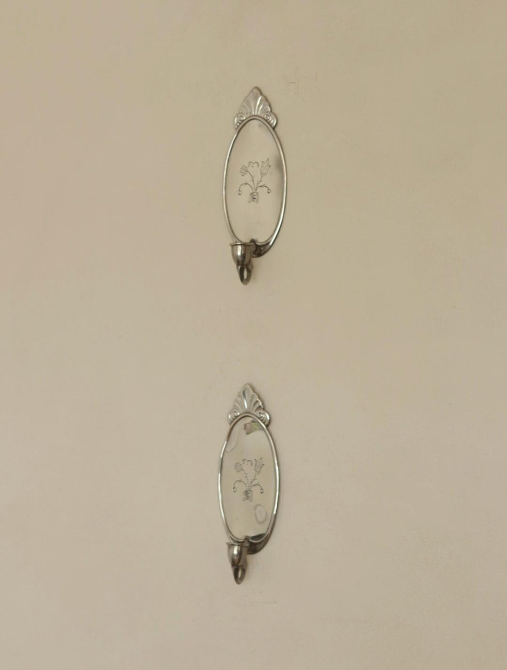 Pair of Mid Century Swedish Pewter Sconces with Mirror by Svenskt - Tenn