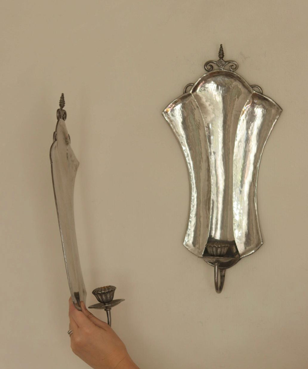 Pair Of Swedish Pewter Sconces By Karin Boström, Linköping Dated 1931