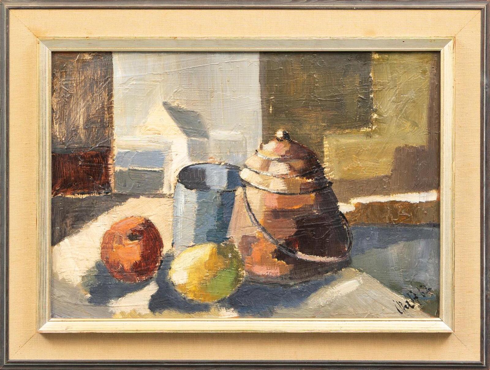 Original Swedish Oil on Panel – “Still Life” Attributed to Åke Wilhelm Andersson –1962 – Vintage & Framed – 63 × 54 cm (24.8" × 21.3")