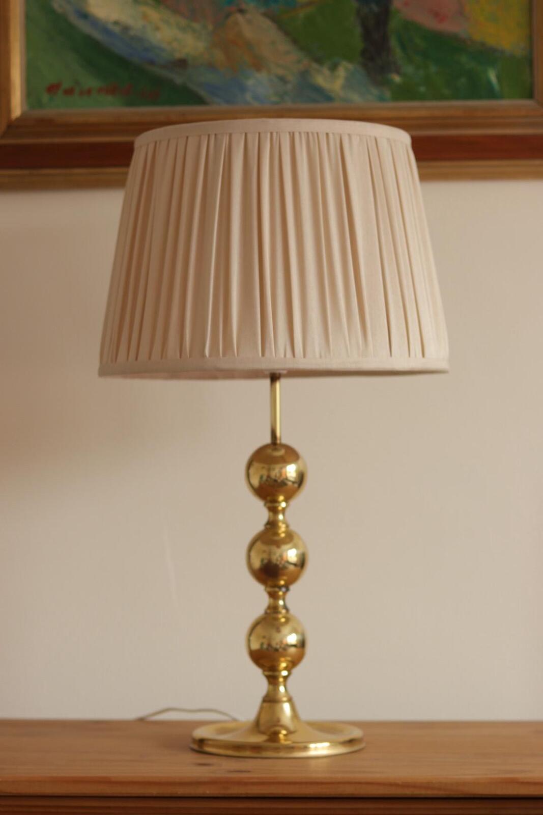 1970's Pair of Brass Bobbin Table lamps