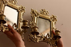 Single Antique Swedish Brass Sconce with Mirror