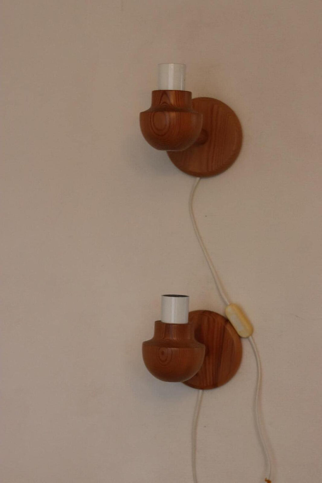 Pair of Vintage Wall Lamps by Ikea – Pine Wood Lamps