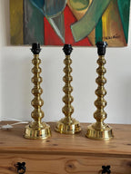 Pair of Mid Century Swedish Brass Lamps by Enco