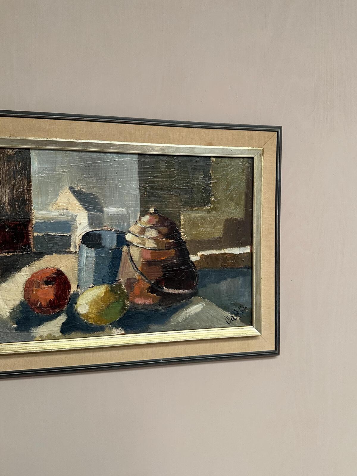 Original Swedish Oil on Panel – “Still Life” Attributed to Åke Wilhelm Andersson –1962 – Vintage & Framed – 63 × 54 cm (24.8" × 21.3")