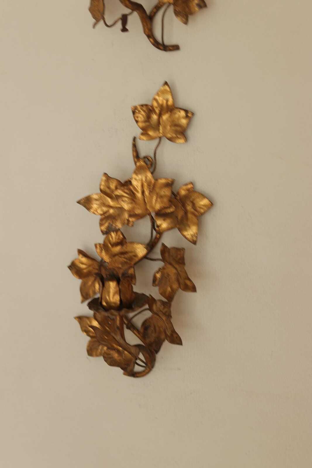Pair of Mid-Century Italian Gilded Sconces By Florentia