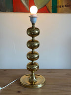 Tall Swedish Brass Bobbin lamps by Aneta