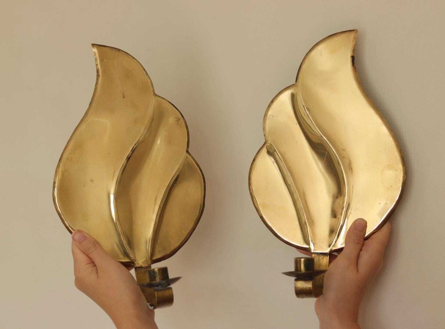 Pair Of Mid Century Swedish Brass Sconces