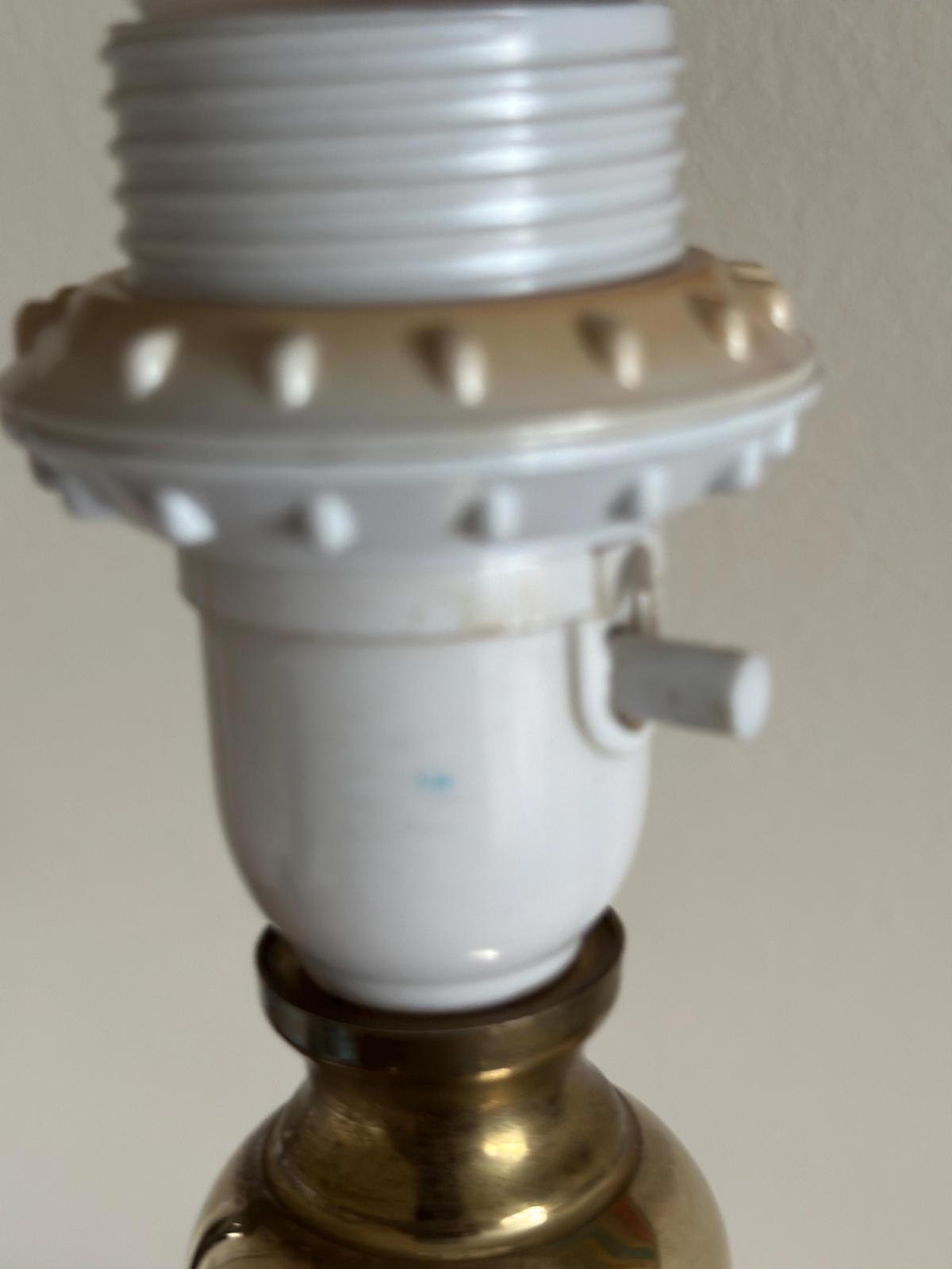Tall Swedish Brass Bobbin lamps by Aneta