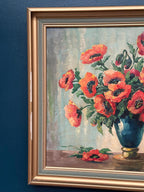 “Red Poppies in Blue Vase” by C. Horst