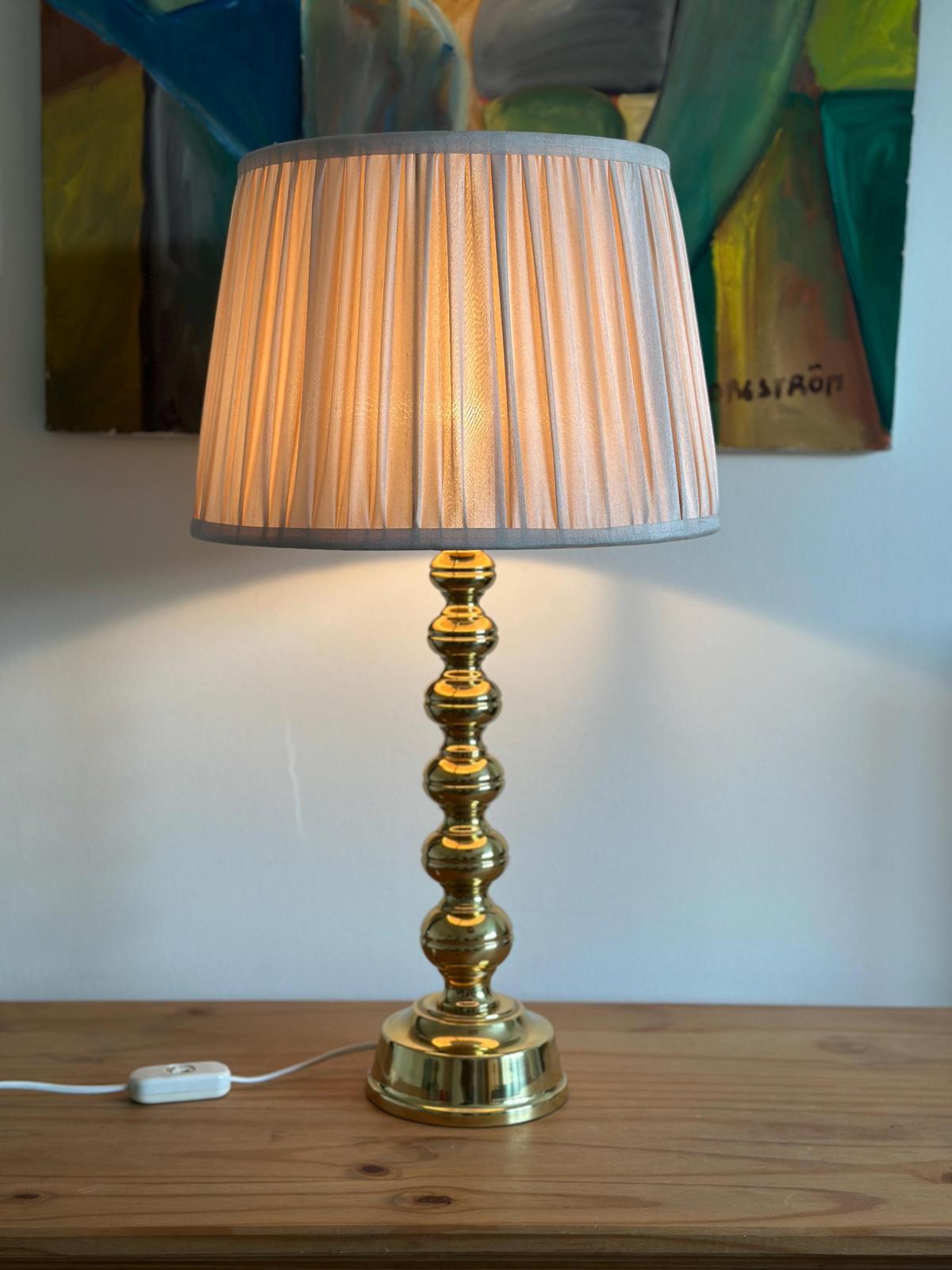 Tall Swedish Brass Bobbin lamps by Enco