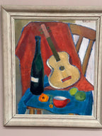 “Still Life with Guitar and Wine Bottle”