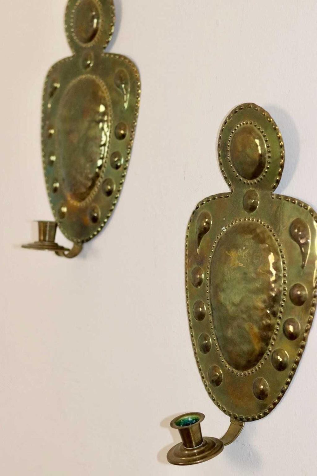 Baroque Style  Mid-Century Brass Swedish Sconces