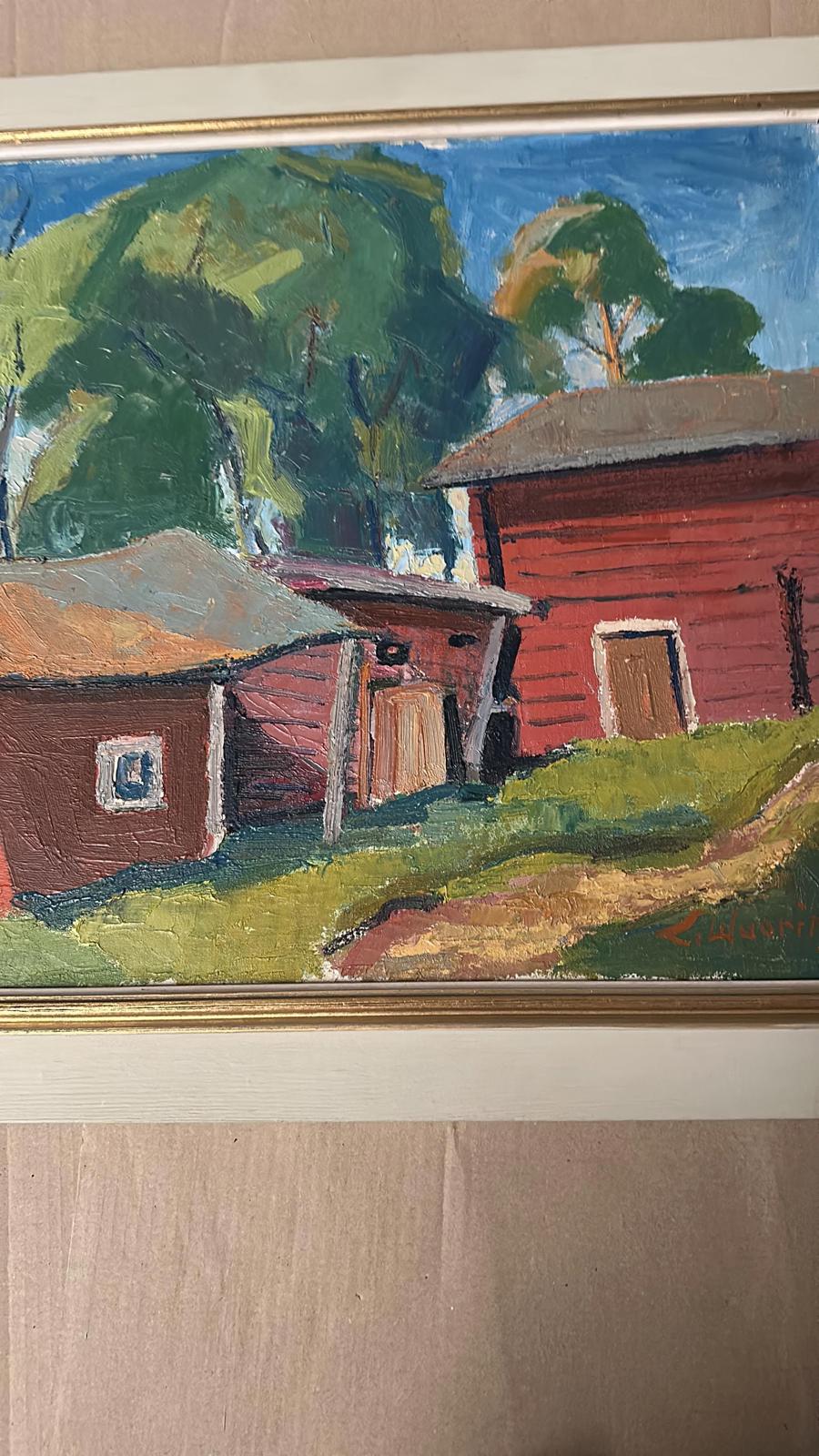 “Red Barns” by L. Wuariner