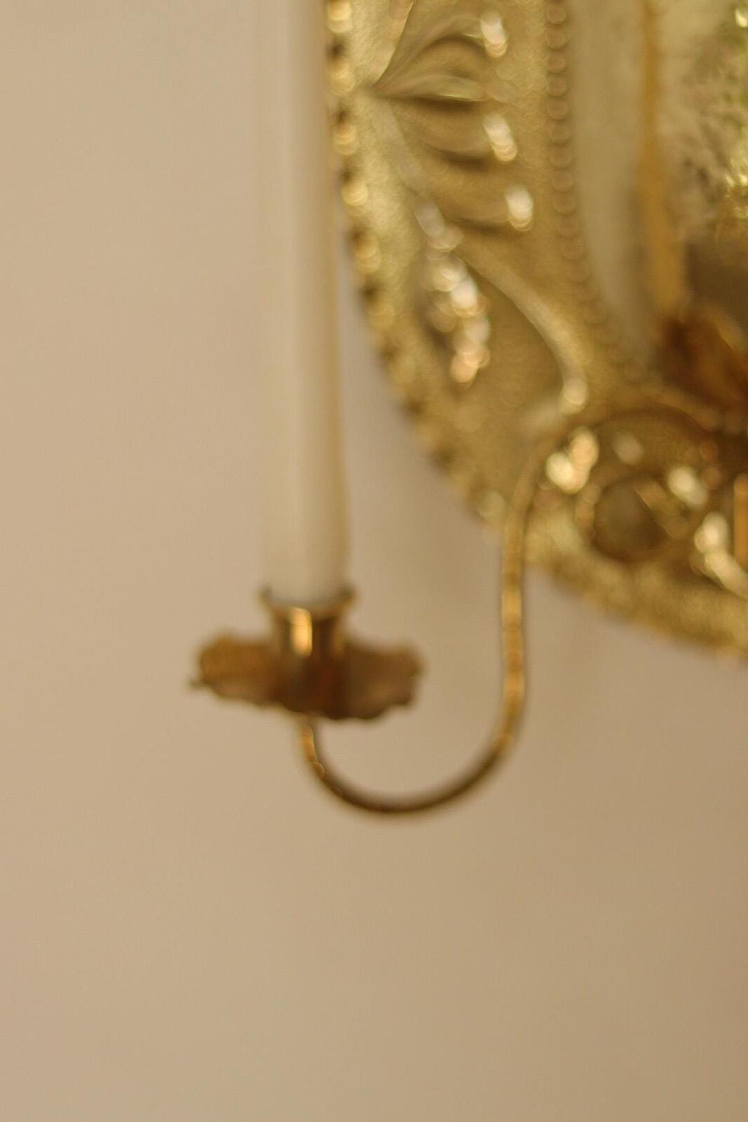 1945's Pair Of Mid Century Swedish Brass Sconces Double Arm