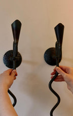 Pair of Mid-Century-Swedish Sconces with Black Coating with Rustic finish