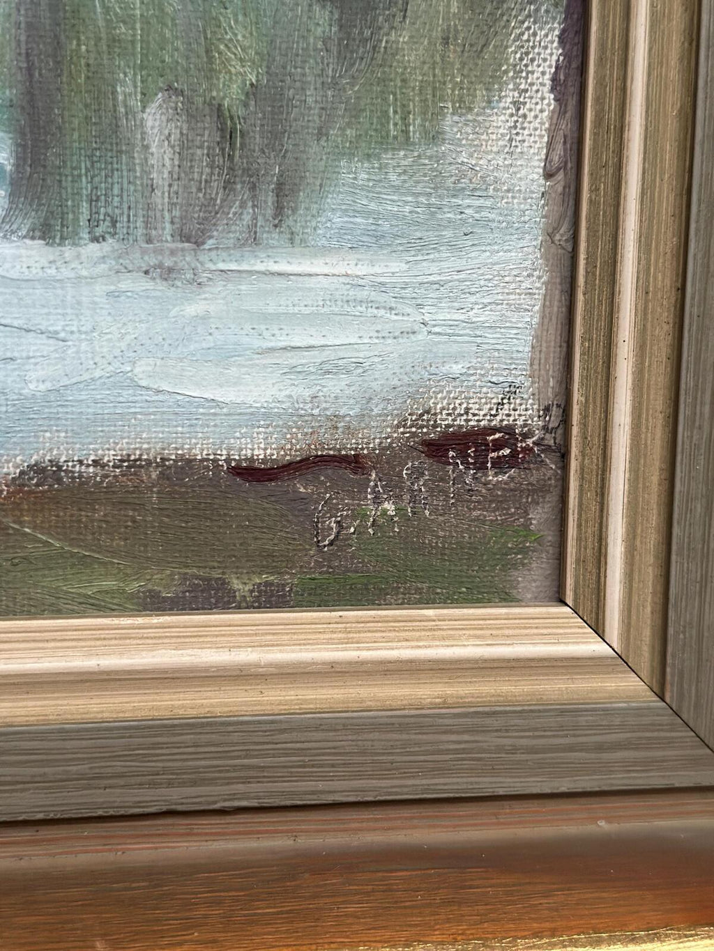 “Lake with Houses” by G. Arner