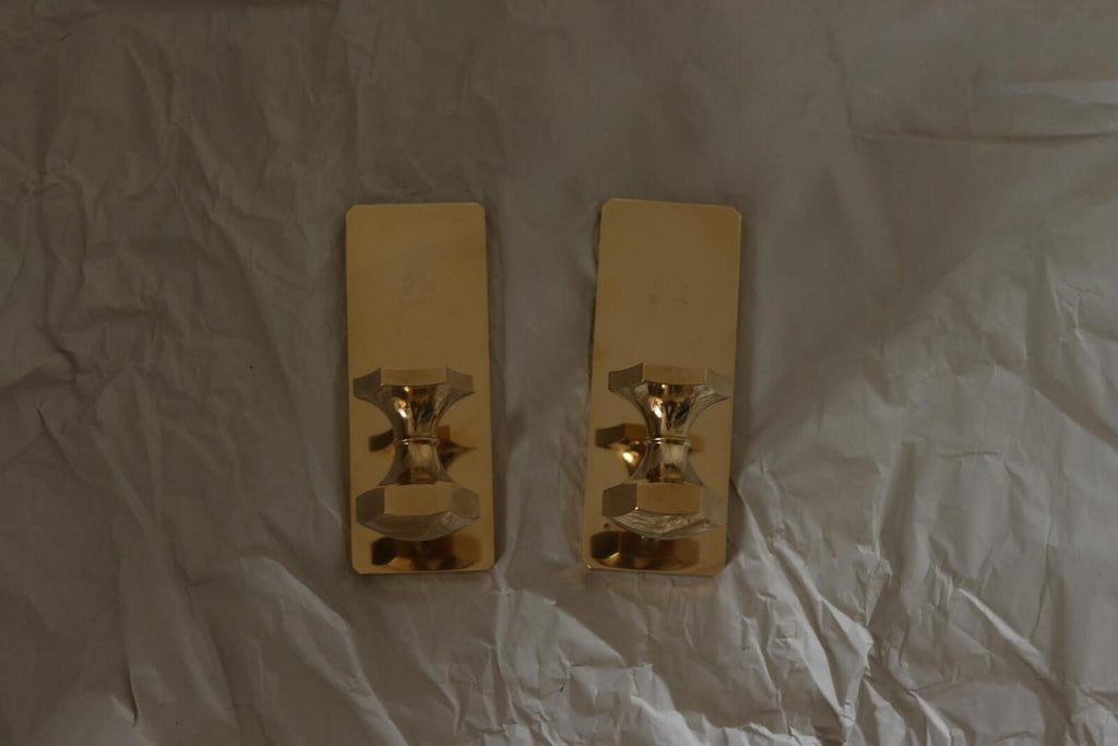 Pair Of Swedish Brass Sconces By GUSUM 1991