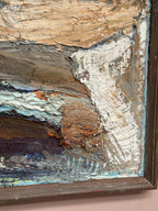 Original Swedish Oil on Canvas – “Abstract Composition”  – Vintage & Framed – 76 × 37 cm (29.9" × 14.6")