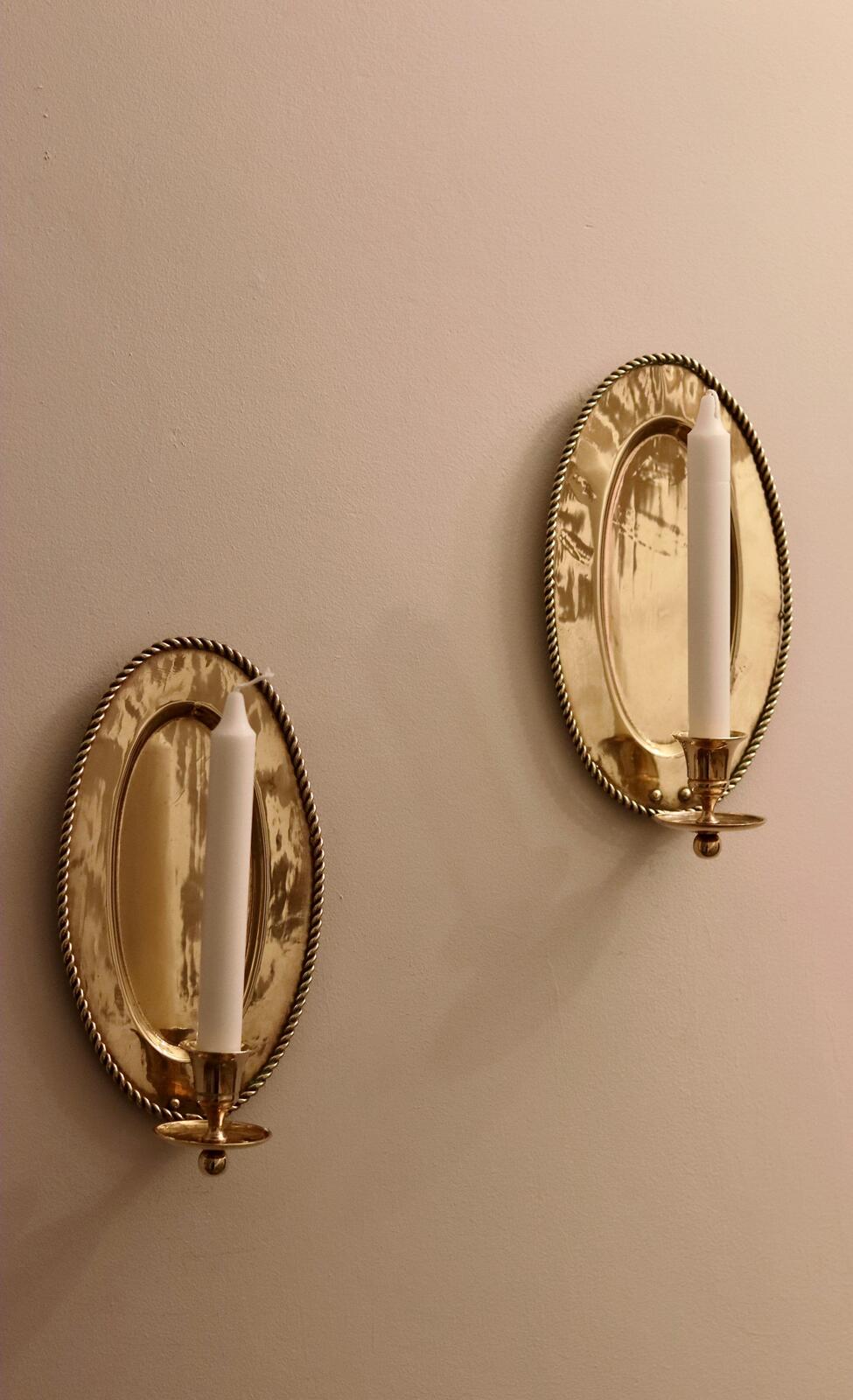 Pair Of Mid Century Swedish Brass Sconces