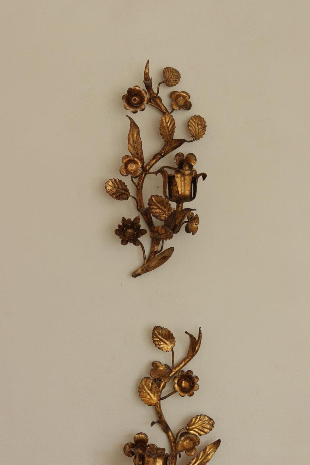 Pair of Mid-Century Italian Gilded Metal Sconces