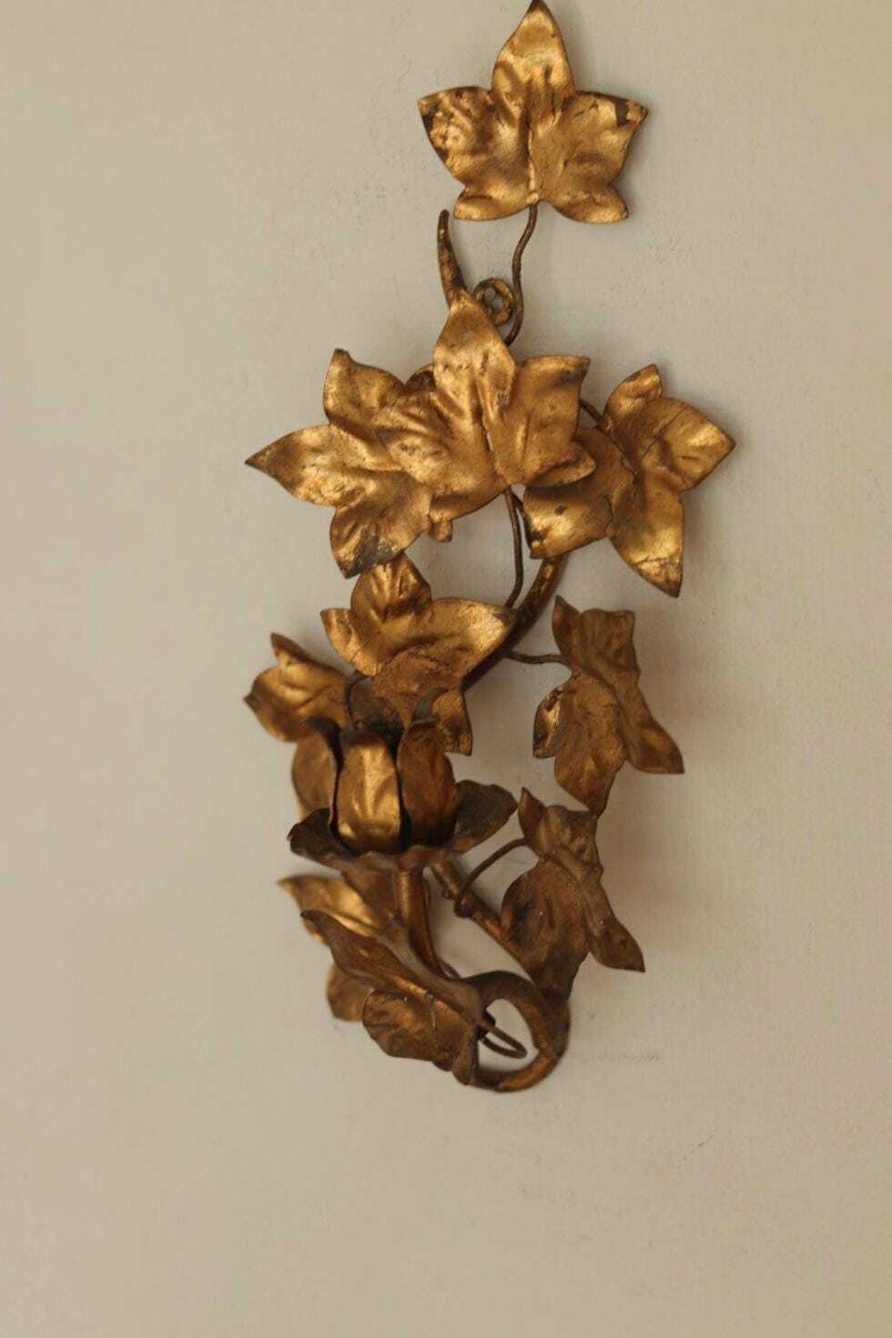 Pair of Mid-Century Italian Gilded Sconces By Florentia