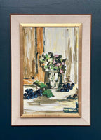 Original Swedish Oil on Canvas – “Still Life with Flowers and Grapes” by Aldo Altomare – Vintage & Framed – 64 × 46 cm (25.2" × 18.1")