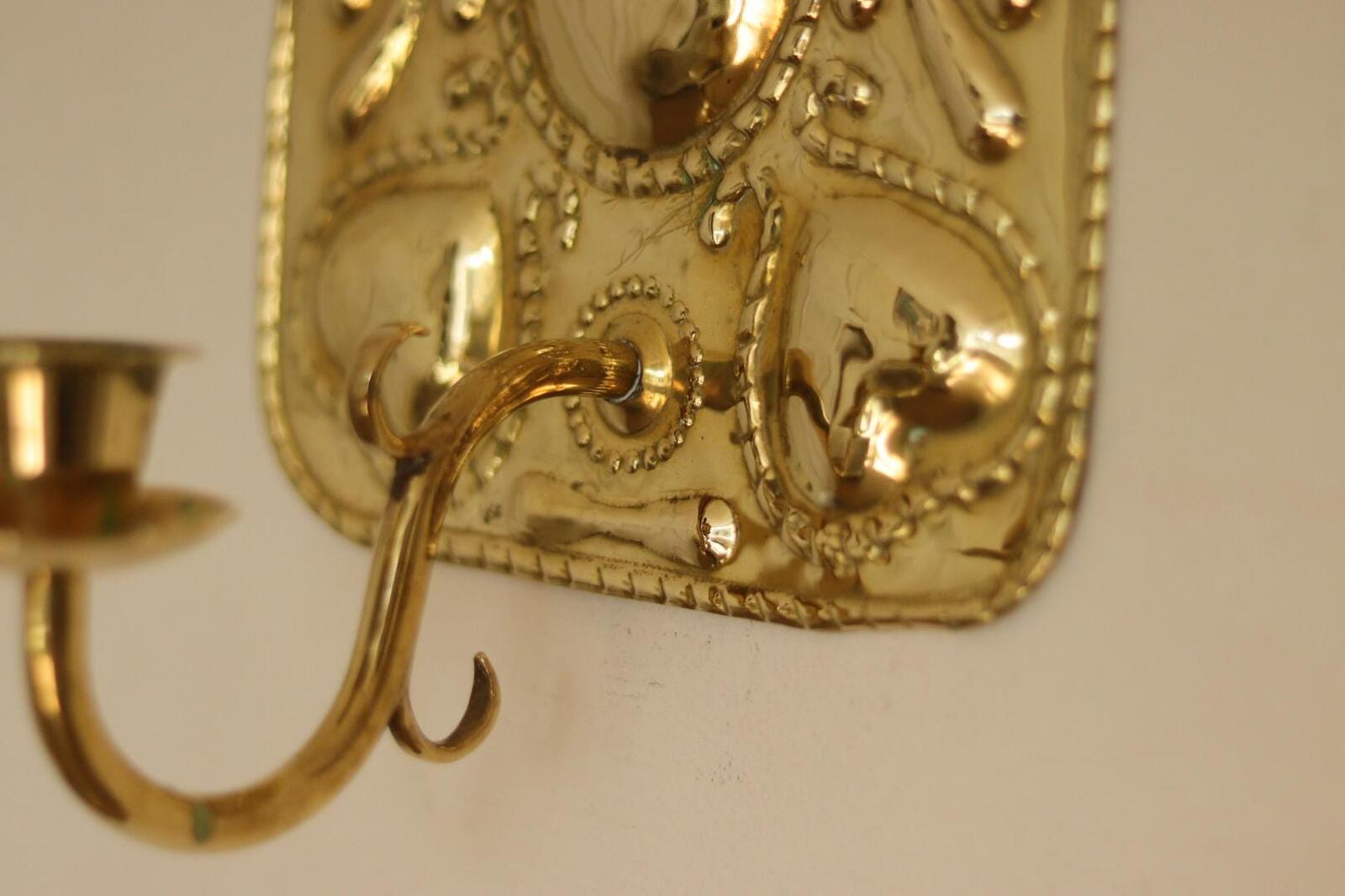 Pair Of Baroque Style Swedish Brass Sconces