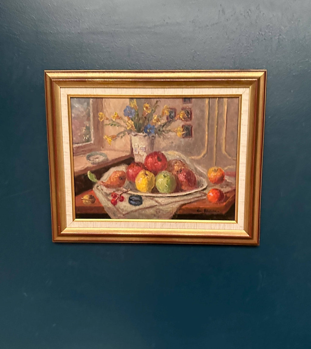 “Still Life with Vase and Fruits” by Christian Rhode