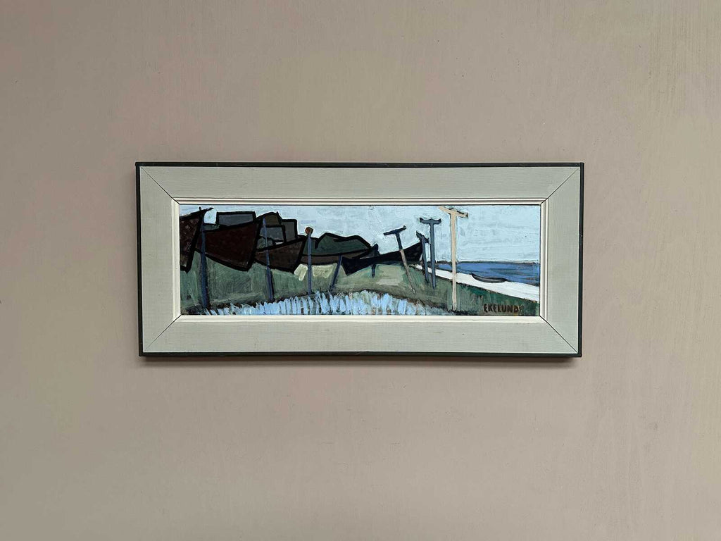 “Coastal Landscape with Beached Boats” by Ivar Ekelund (1908–2002)
