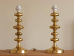 Pair of Swedish Brass Bobbin Table lamp