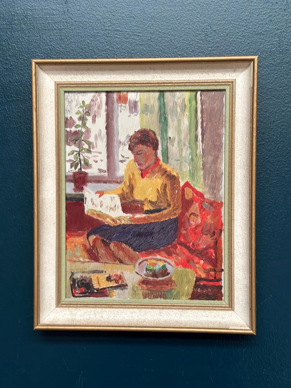 “Woman Reading Book” by Einar Emland (1916–1994)