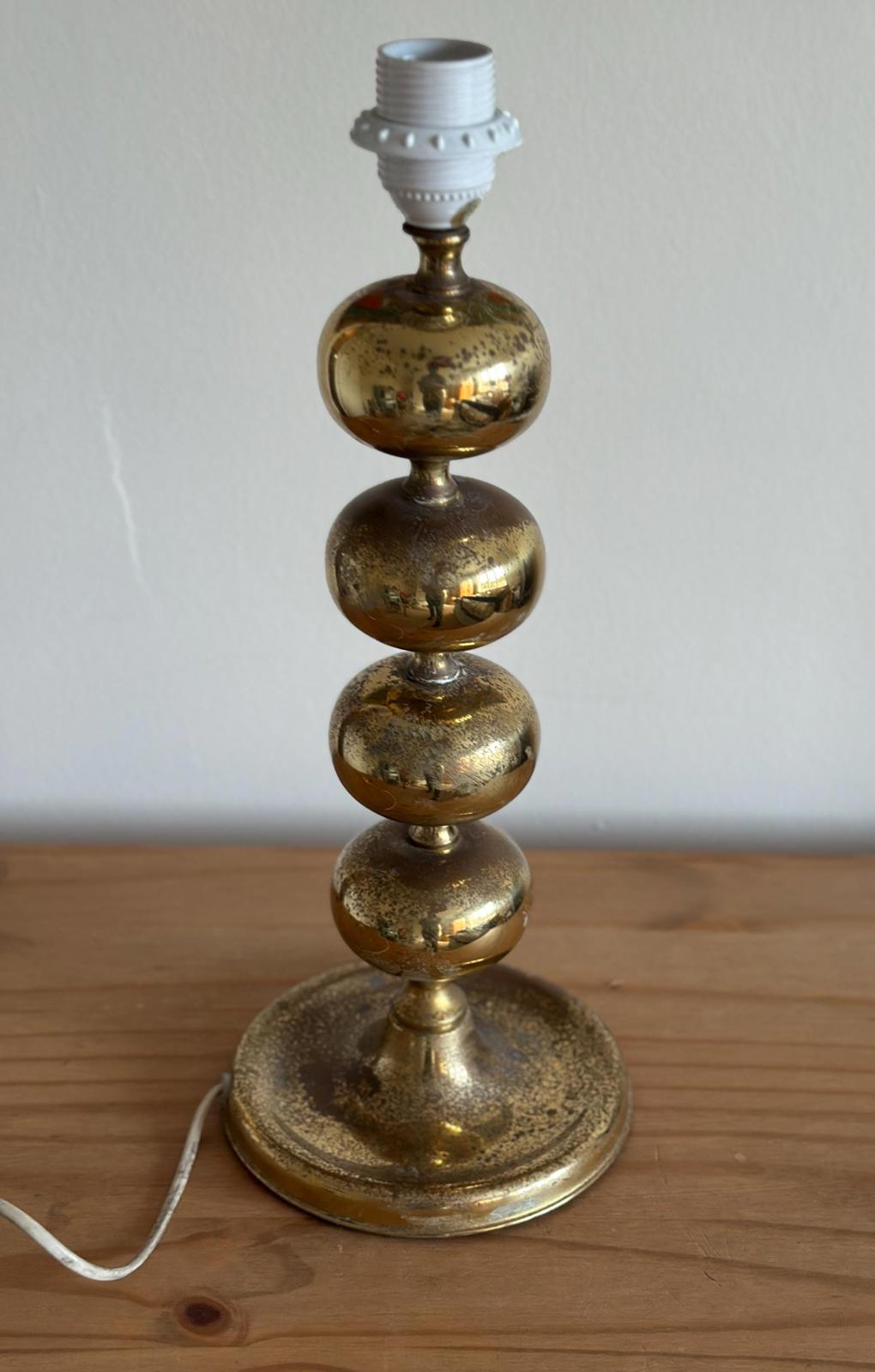 Tall Swedish Brass Bobbin lamps by Aneta (Heavy Patina)