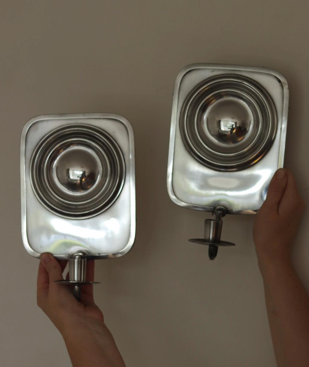 Pair Of Swedish Pewter Sconces By Svenskt - Tenn