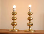 Pair of Swedish Brass Bobbin Table lamp by NAFA Nybro Armaturfabrik AB