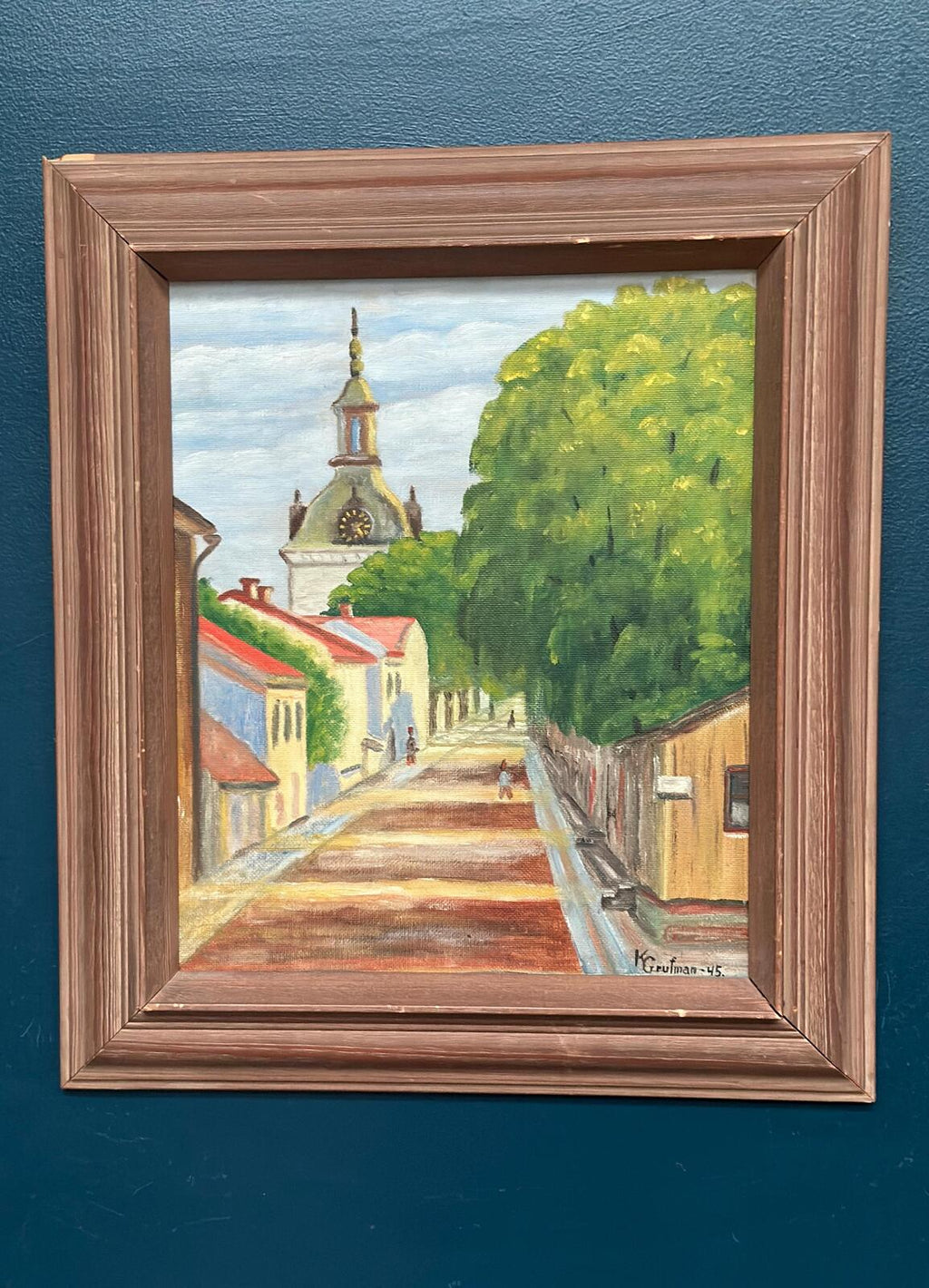“City Street with Church Tower” by Kerstin Grufman