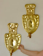 Large Baroque Style Mid-Century Brass Swedish Sconces