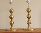 1970's Pair of Brass Bobbin Table lamps