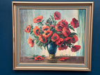 “Red Poppies in Blue Vase” by C. Horst