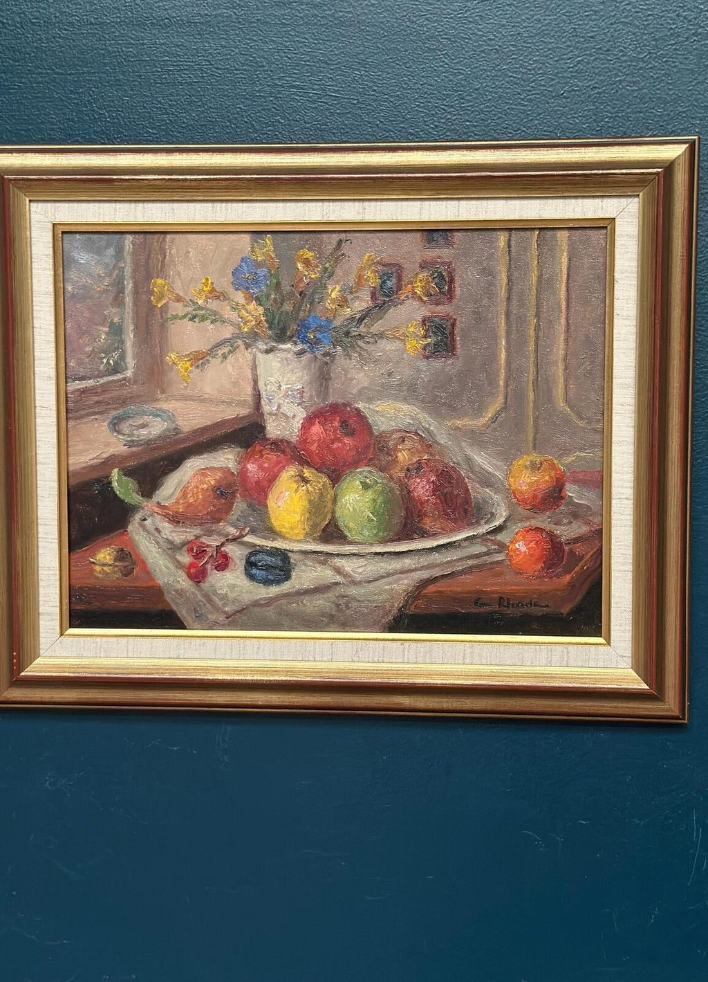 “Still Life with Vase and Fruits” by Christian Rhode