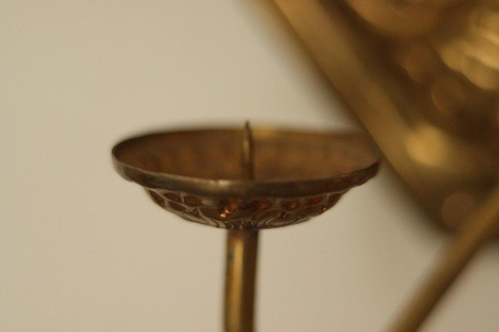 Pair of Mid-Century Swedish Brass Octagonal Double Arm Sconces