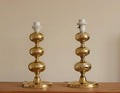 Pair of Swedish Brass Bobbin Table lamp by NAFA Nybro Armaturfabrik AB