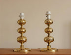 Pair of Swedish Brass Bobbin Table lamp by NAFA Nybro Armaturfabrik AB