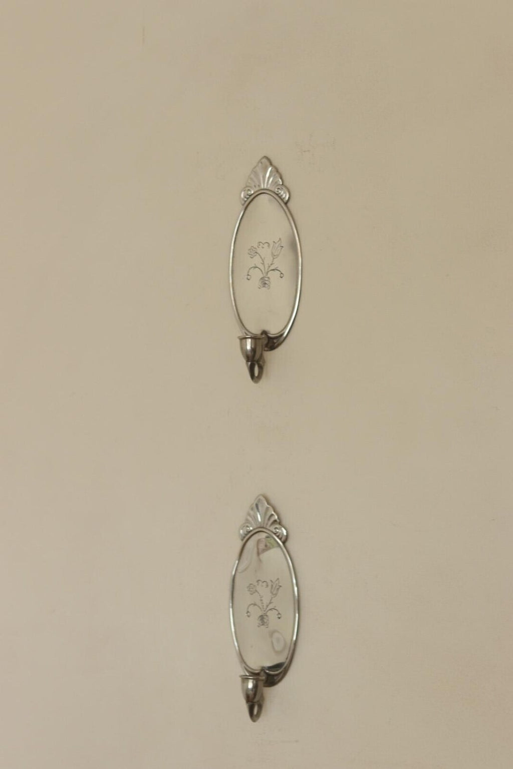 Pair of Mid Century Swedish Pewter Sconces with Mirror by Svenskt - Tenn