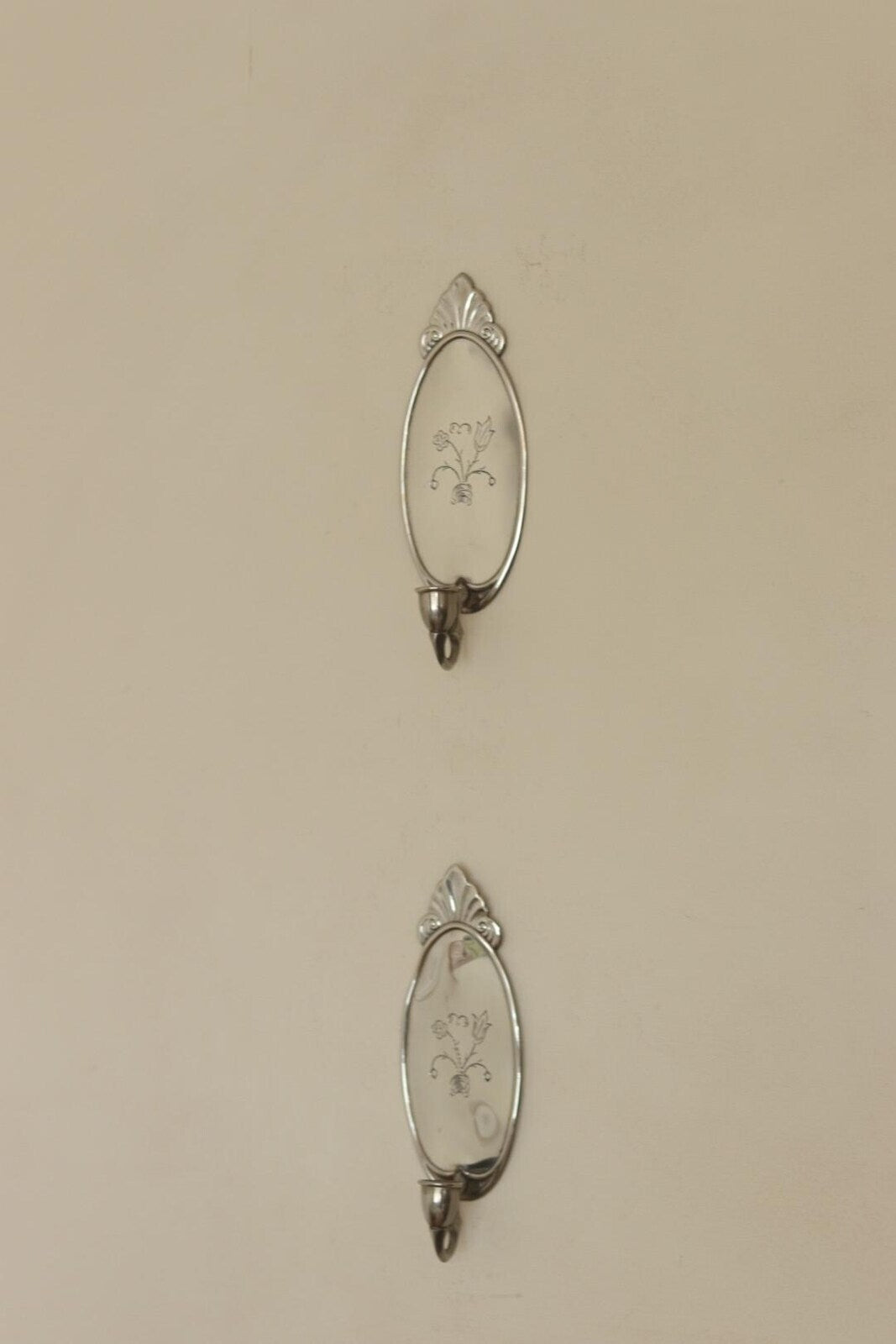 Pair of Mid Century Swedish Pewter Sconces with Mirror by Svenskt - Tenn